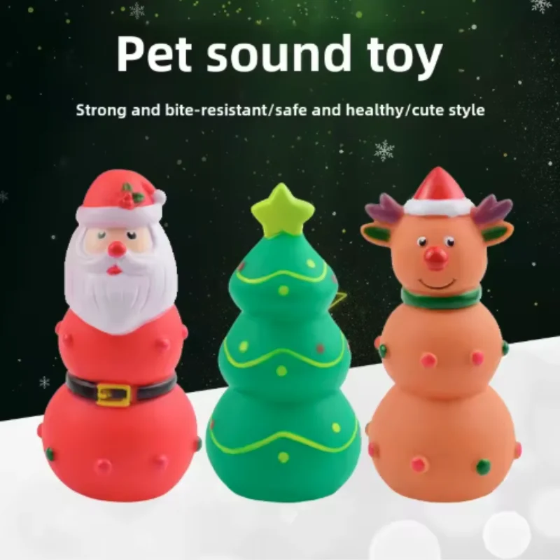 2025 Christmas Series Dog Chew Toy Santa Claus Elk Interesting Molar Tooth Cleaning Natural Latex Christmas Decor Pet Supplies